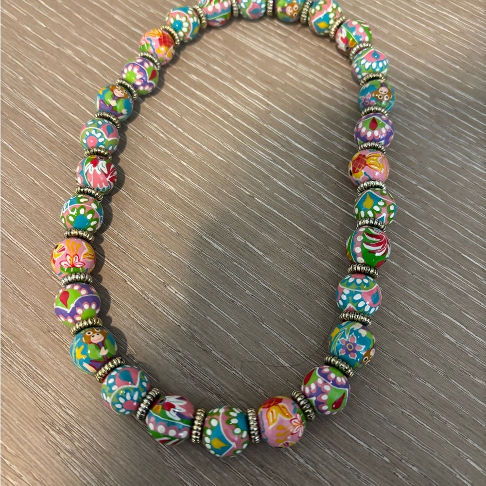 Angela Moore Multicolor Floral Beaded Necklace